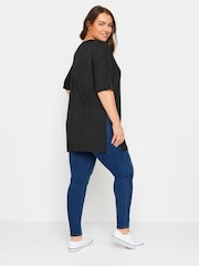 Yours Curve Black Oversized Textured Top - Image 3 of 5