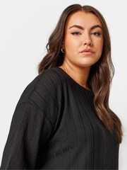 Yours Curve Black Oversized Textured Top - Image 4 of 5