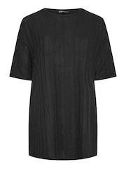 Yours Curve Black Oversized Textured Top - Image 5 of 5