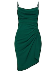 Yours Curve Green LONDON Curve Cowl Neck Gathered Dress - Image 5 of 5