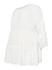 Yours Curve White Maternity Tiered Top With Broderie Sleeves - Image 5 of 5