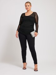 Yours Curve Black London Asymmetric Neck Top - Image 2 of 5