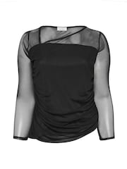 Yours Curve Black London Asymmetric Neck Top - Image 5 of 5