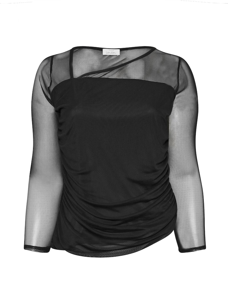 Yours Curve Black London Asymmetric Neck Top - Image 5 of 5