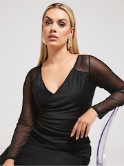 Yours Curve Black London Mesh Top - Image 4 of 5