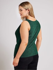 Yours Curve Green YOURS LONDON  Metallic Cowl Neck Top - Image 3 of 5