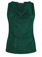 Yours Curve Green YOURS LONDON  Metallic Cowl Neck Top - Image 5 of 5