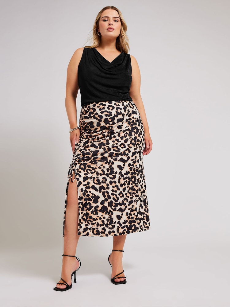 Yours Curve Black YOURS LONDON  Metallic Cowl Neck Top - Image 2 of 5