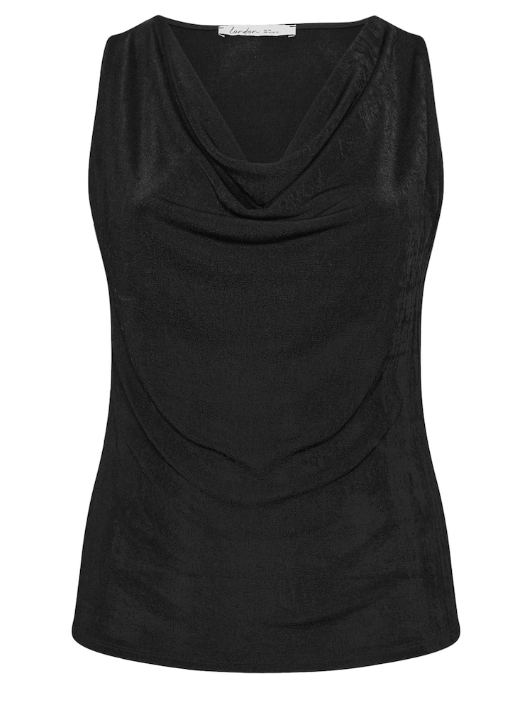 Yours Curve Black YOURS LONDON  Metallic Cowl Neck Top - Image 5 of 5