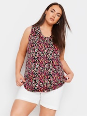 Yours Curve Black Print Swing Vest Top - Image 1 of 5