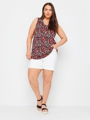 Yours Curve Black Print Swing Vest Top - Image 2 of 5