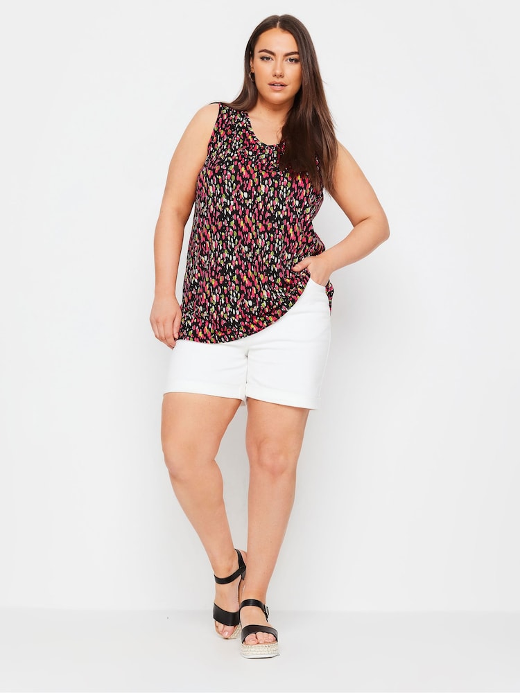 Yours Curve Black Print Swing Vest Top - Image 2 of 5