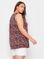 Yours Curve Black Print Swing Vest Top - Image 3 of 5
