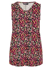 Yours Curve Black Print Swing Vest Top - Image 5 of 5