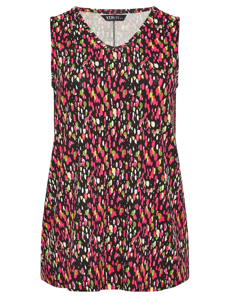 Yours Curve Black Print Swing Vest Top - Image 5 of 5