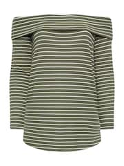 Yours Curve Green Stripe Long Sleeve Bardot Top - Image 6 of 6