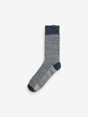 Blue/Black/Green 4 Pack Textured Stripe Heavyweight Socks - Image 3 of 7