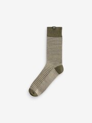Blue/Black/Green 4 Pack Textured Stripe Heavyweight Socks - Image 5 of 7