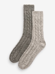 Серый/коричневый - Cable Socks 2 Pack - Изображение 1 из 5