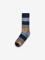 Green/Blue Rugby Stripe Heavyweight Socks 4 Pack - Image 2 of 7