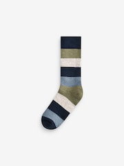 Green/Blue Rugby Stripe Heavyweight Socks 4 Pack - Image 3 of 7