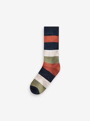 Green/Blue Rugby Stripe Heavyweight Socks 4 Pack - Image 4 of 7