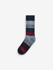 Green/Blue Rugby Stripe Heavyweight Socks 4 Pack - Image 5 of 7