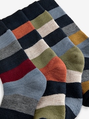Green/Blue Rugby Stripe Heavyweight Socks 4 Pack - Image 6 of 7
