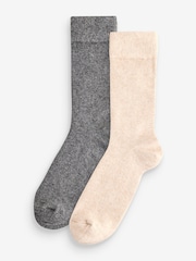 Grey/Neutral Lambswool Signature Socks 2 Pack - Image 1 of 5