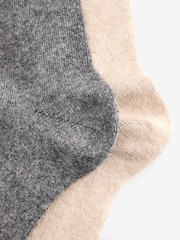 Grey/Neutral Lambswool Signature Socks 2 Pack - Image 2 of 5