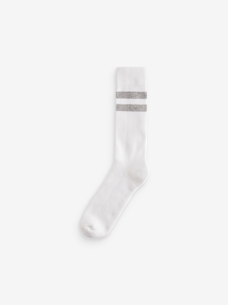 White/Grey 4 Pack Striped Sport Socks - Image 2 of 4