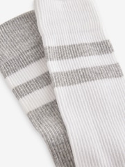 White/Grey 4 Pack Striped Sport Socks - Image 4 of 4