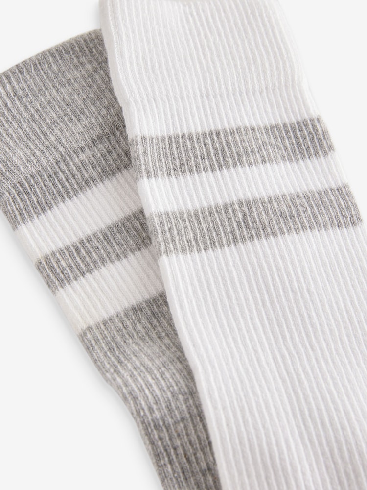 White/Grey 4 Pack Striped Sport Socks - Image 4 of 4