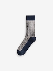 Blue/Orange 4 Pack Herringbone Heavyweight Socks - Image 5 of 7