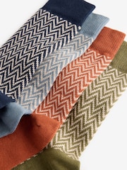Blue/Orange 4 Pack Herringbone Heavyweight Socks - Image 6 of 7