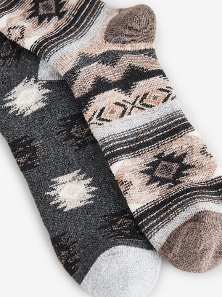 بني/رمادي - جوارب ثقيلة منقوشة - صورة 5 من 5 بني/رمادي - جوارب ثقيلة منقوشة - صورة 5 من 5