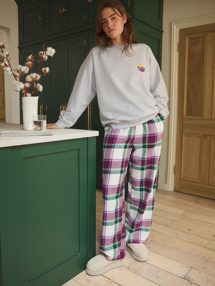Grey/Purple Mountain Sweat and Flannel Pyjamas - Image 2 of 11