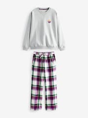 Grey/Purple Mountain Sweat and Flannel Pyjamas - Image 7 of 11