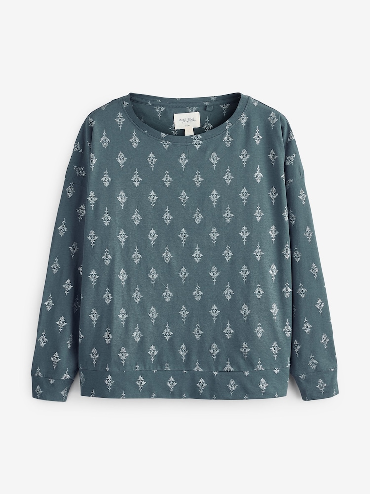 Blue/Silver Foil 100% Cotton Long Sleeve Pyjamas - Image 2 of 5