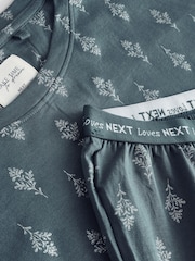Blue/Silver Foil 100% Cotton Long Sleeve Pyjamas - Image 4 of 5