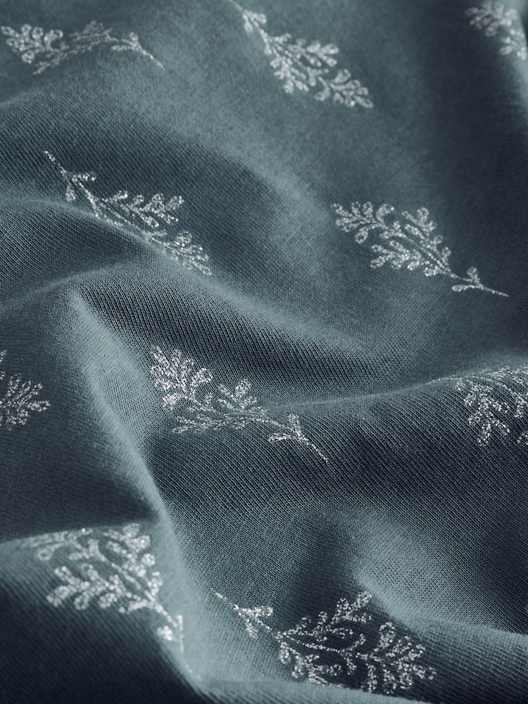 Blue/Silver Foil 100% Cotton Long Sleeve Pyjamas - Image 5 of 5