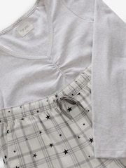 Grey Star Check 100% Cotton Pointelle and Flannel Pyjamas - Image 12 of 13