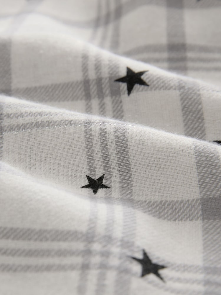 Grey Star Check 100% Cotton Pointelle and Flannel Pyjamas - Image 13 of 13