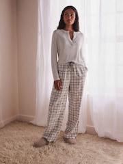 Grey Star Check 100% Cotton Pointelle and Flannel Pyjamas - Image 2 of 13