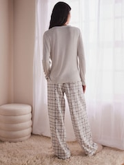 Grey Star Check 100% Cotton Pointelle and Flannel Pyjamas - Image 3 of 13
