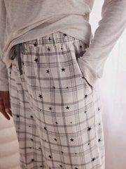 Grey Star Check 100% Cotton Pointelle and Flannel Pyjamas - Image 8 of 13