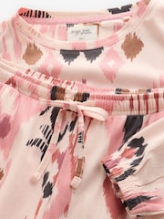 Ecru/Rosa Ikatmuster - Langärmeliger Pyjama aus 100 % Baumwolle - Bild 5 von 5