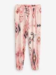 Ecru/Rosa Ikatmuster - Langärmeliger Pyjama aus 100 % Baumwolle - Bild 3 von 5