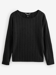 Black Long Sleeve Textured Top - Image 1 of 1