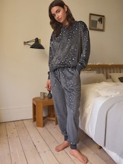 Charcoal Grey Star Supersoft Long Sleeve Pyjamas - Image 2 of 11